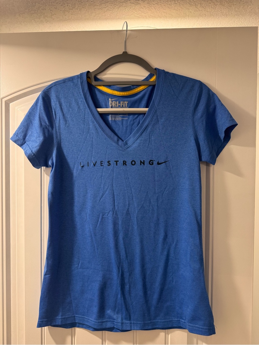 Nike Livestrong Dri-FIT V-Neck Tee - Royal Blue with Yellow Trim